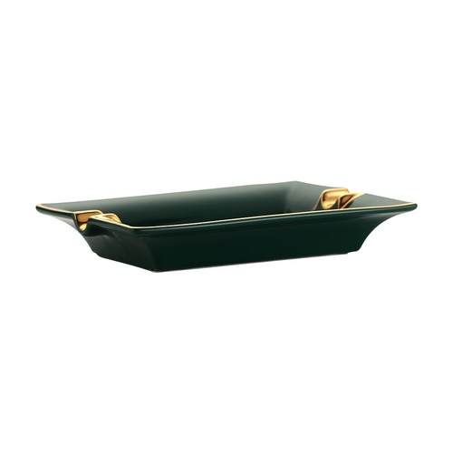 Cenicero de cerámica para cigarros LUBINSKI soporte para cigarrillos 2 cigarros hogar lujo verde - Imagen 7 de 8