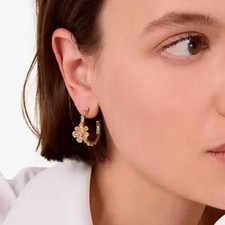 New Kate Spade Fleurette Hoops in gold