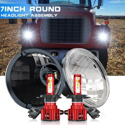 For Ford LN7000 LN8000 LN9000 Trucks Round 7'' LED Headlight Hi/Lo Beam