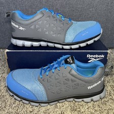 Reebok Work Shoes Blue Gray Lace Up Alloy Toe RB4040 Men  s Size 9 WIDE 4E NEW