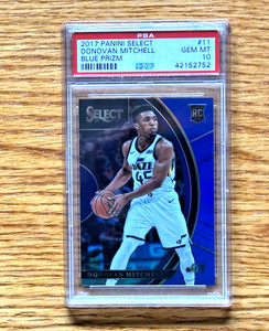 DONOVAN MITCHELL 2017-18 Panini Select #11 PSA 10 Rookie RC Blue Prizm /299