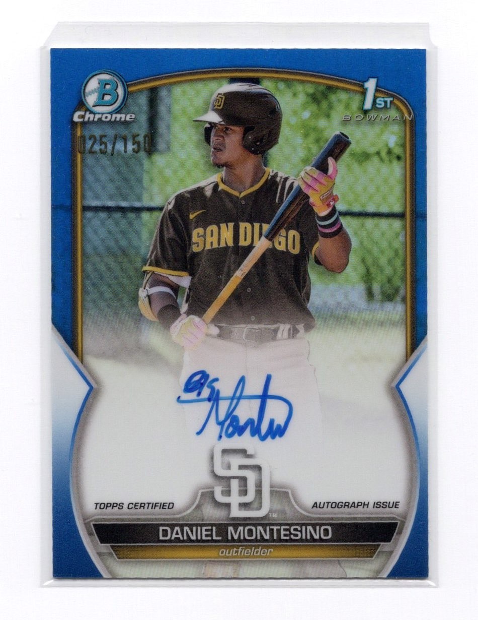 2023 Bowman Daniel Montesino Chrome Blue Refractor /150 Auto 1st - #CPA-DM