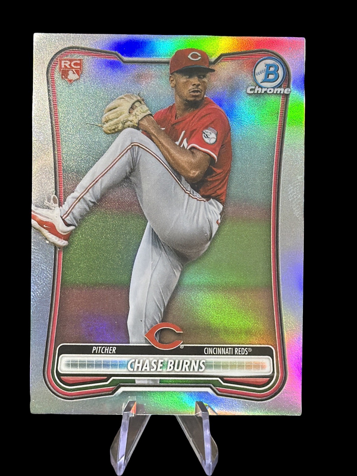 2026 Bowman Chrome CHASE BURNS RC #27 RED Rookie LOGO Refractor Cincinnati Reds