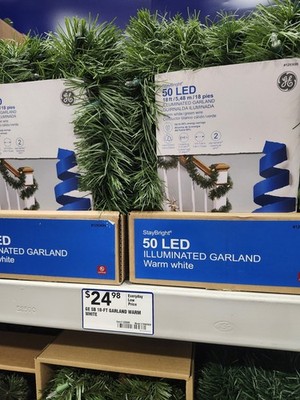 GE 50 StayBright LED 18 ft Illuminated Garland Warm White Lights 1293695