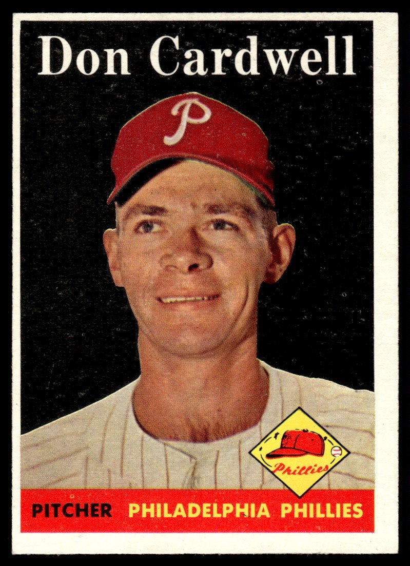 1958 Topps Baseball Card Don Cardwell Philadelphia Phillies #372 EX-MT