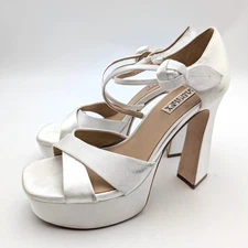 Badgley Mischka Jayleen Chunky Platform Sandals Women's White Size US8 EU38.5