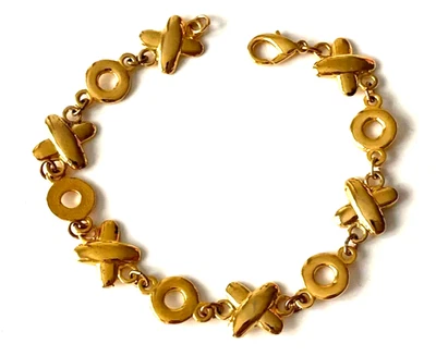 Bracelet Vintage doré Hugs and Kiss XO excellent état ! 19,3cm 🎀🎀🎀 - Photo 1/4