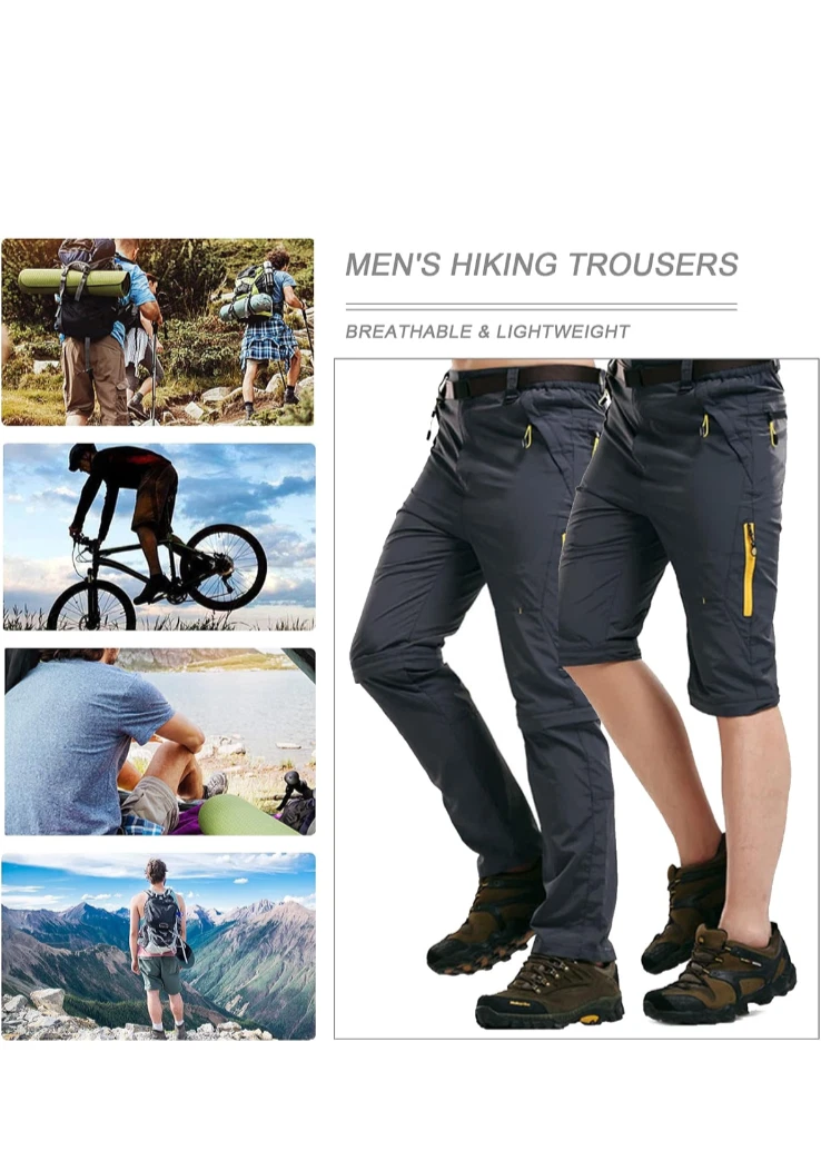Men Cargo Walking Trousers Fishing Hiking Outdoor Work Pants UK large quick dry