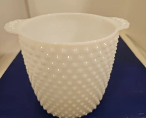 Vintage Anchor Hocking Milk Glass Hobnail 6.5" Ice Bucket No Lid