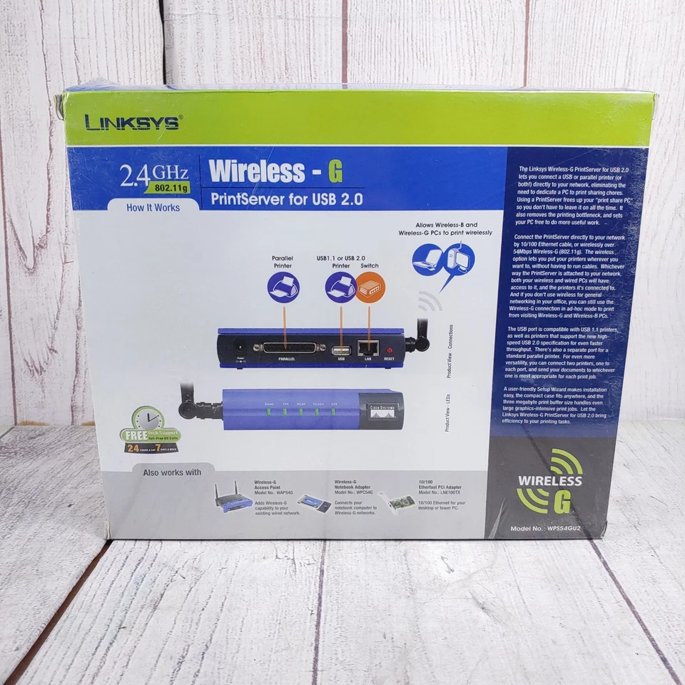 NEW SEALED - Linksys WPS54GU2 Wireless-G PrintServer for USB 2.0 - FREE SHIPPING - Image 2 of 4