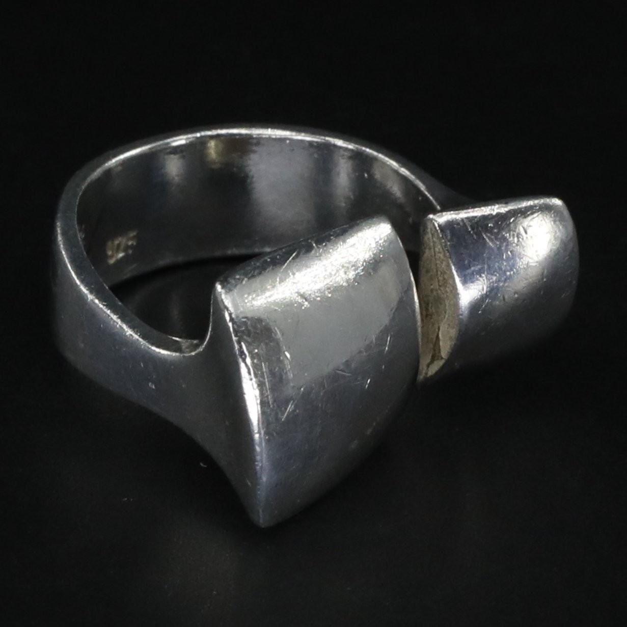 VTG Sterling Silver - MODERN Solid Square Tip Asy… - image 1