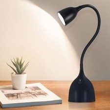 Desk Lamp for Home Office, LED Reading Light, Small Adjustable Flexible Black