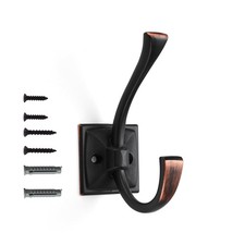 Oil Rubbed Bronze Coat Hooks Double Robe Towel Wall Mounted Hanger 2 PCS