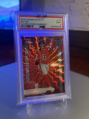 2024 Donruss Elite - Bo Nix (RC) - #175 Aspirations Shimmer #/875 - PSA 9