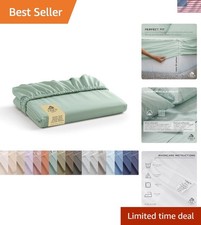 100 Cotton Percale Queen Fitted Sheet, Pastel Turk, 1 Deep Pocket Fitted She...