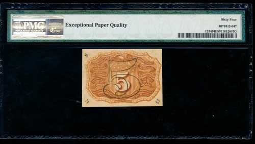 AC Fr 1234 $0.05 1863 fractional 2nd issue PMG 64 EPQ surcharge "19-63", "S" - Picture 2 of 2