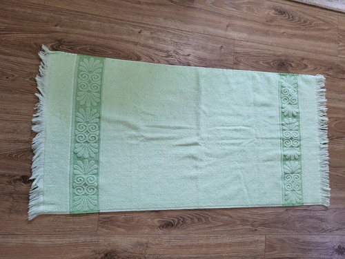 Set asciugamani vintage Cannon Monticello verde menta scolpito 3 pezzi frange cotone USA - Foto 2 di 11