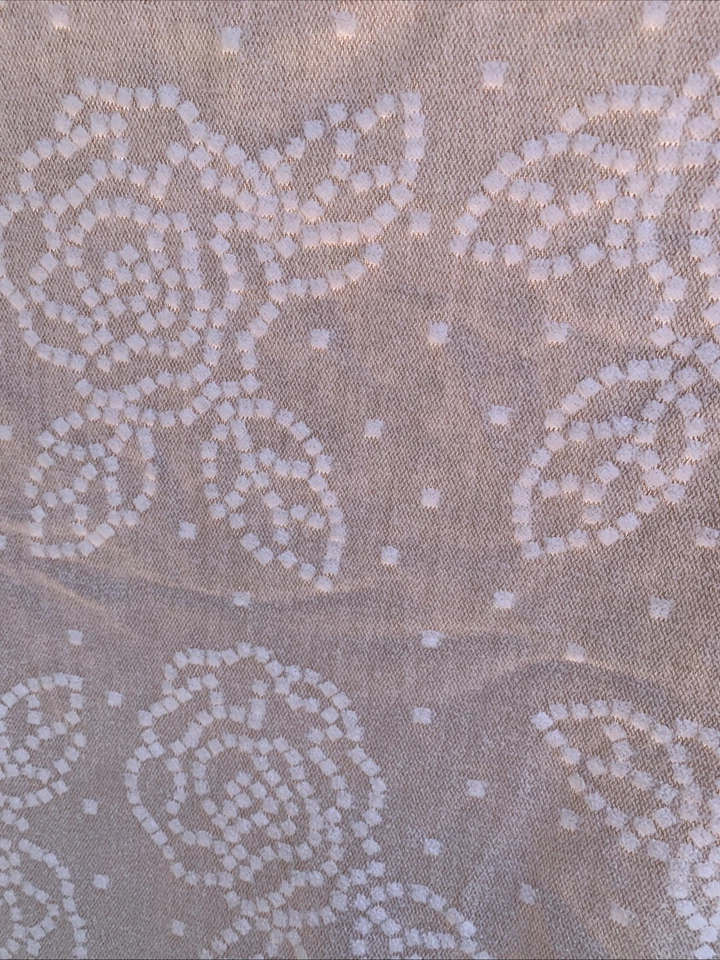 Vtg Yves Saint Laurent YSL Towel Blanket Logo Beige Polka Dot Floral - Image 3 of 4