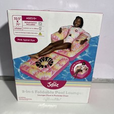 Justice 2-in-1 Foldable Lounger Pool Float Chair, for Adults, Multicolor NEW