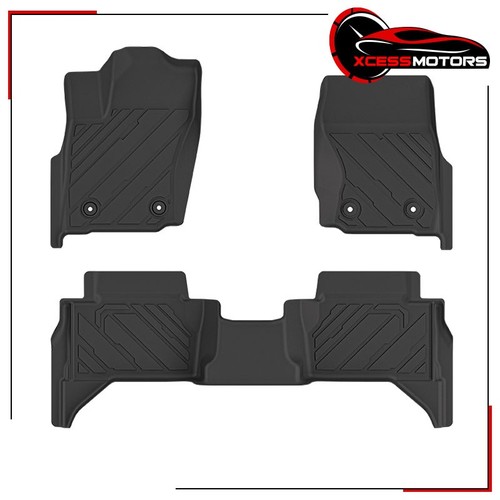 FREEMOTOR802 3D All Weather TPE Floor Mats For 2019-2024 Ram 1500 Crew Cab – Front & Rear, Black, Heavy Duty Liner Set - View #3