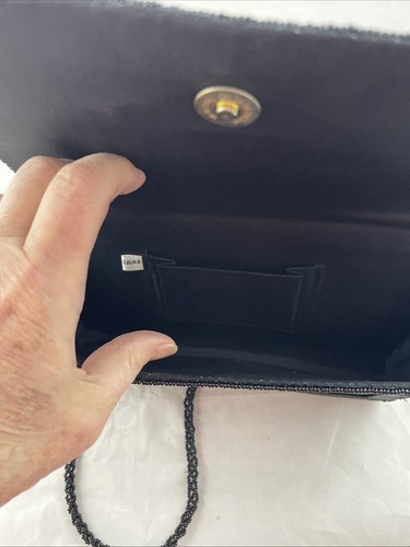 Beaded Clutch Purse, Black Evening Bag with Strap - Picture 10 of 10