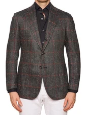 STILE LATINO "Vincenzo" Gray Herringbone Cashmere Slim Fit Jacket