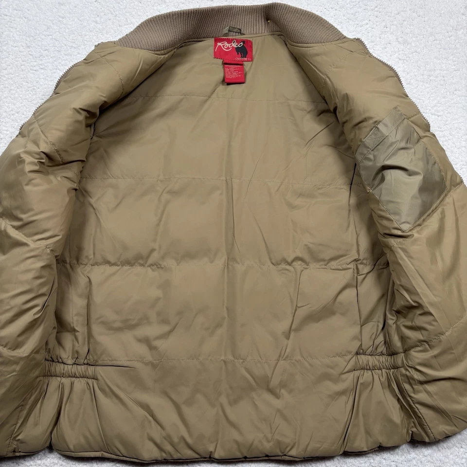 Родео одежды Western желтовато-коричневый пуховик жилет мужчин XL вниз смесь молнии ковбой работы ранчо - Изображение 4 из 4