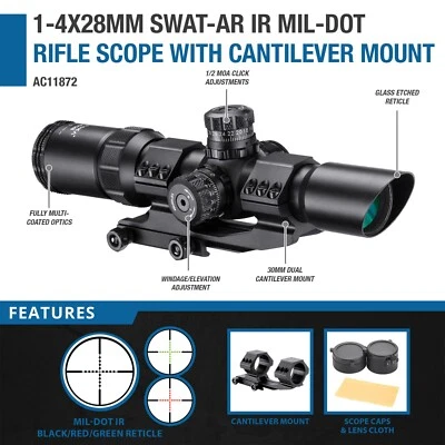 Barska 1-4x 28mm High Quality IR Red / Green Sniper SWAT Rifle Scope AC11872