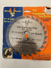 Shop Hawk Pro 7" -7 1/4"  C2 Carbide Tip Saw Blade 24 Teeth Pro Series