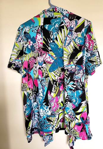 Notations Blusa Top Floreale Colorata Donna 2Fer Pullover Casual Carriera 1X NUOVO - Foto 3 di 3