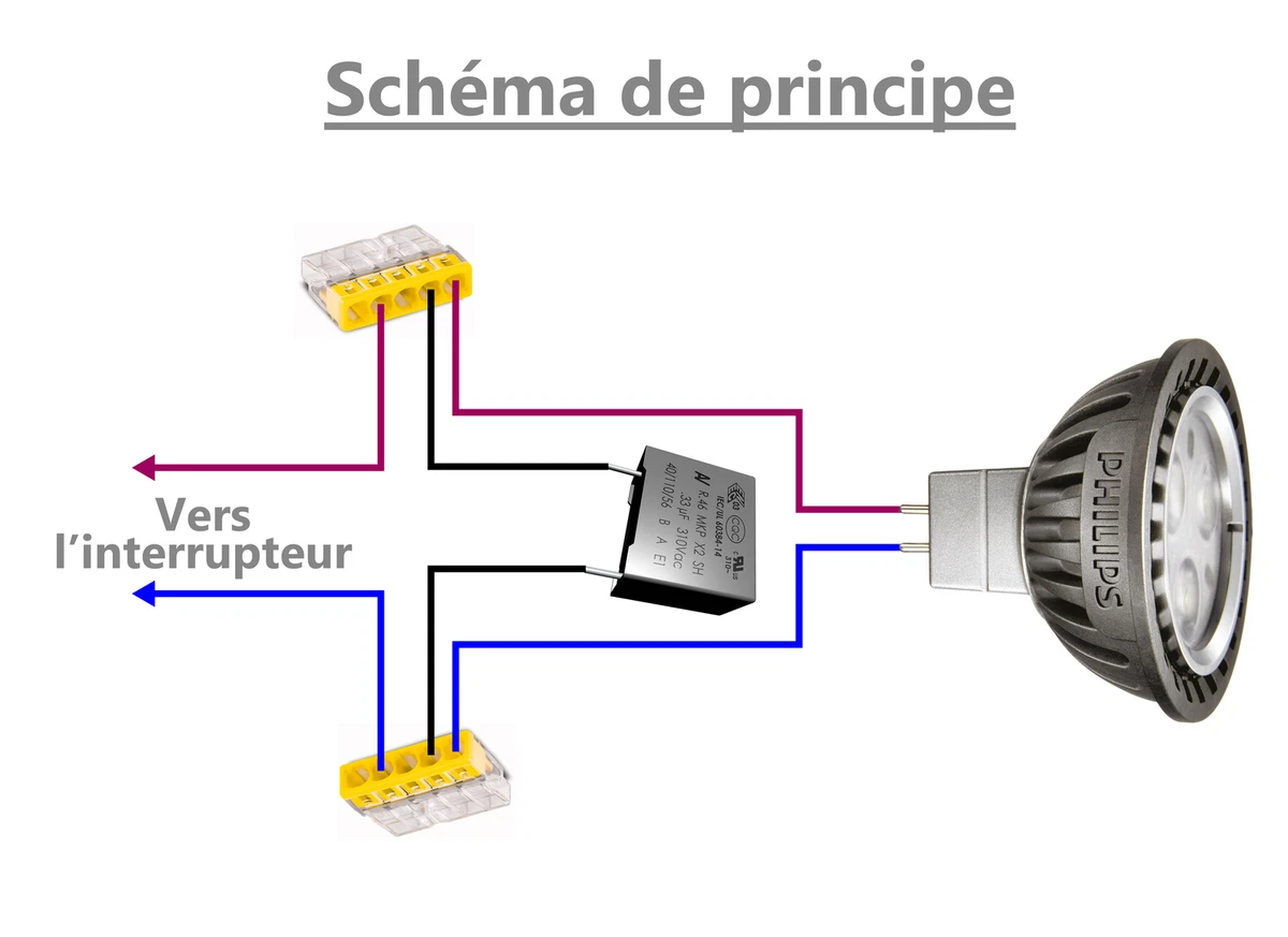 Où Brancher Un Condensateur 100 Nanofarad Sur Luminaire Schema 1 condensateur à fils isolés MKP X2 230V 0.1µF 100nF 104K 104 K 275Vac 15mm uF | eBay