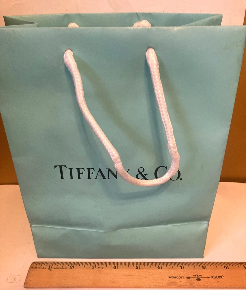 Tiffany & Co. Empty Shopping Gift Bag Blue Paper Bag Med 8" x 10" Reusable - Image 2 of 4