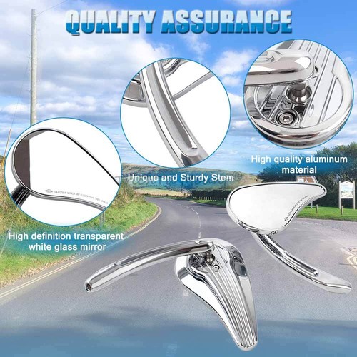 2x Chrome Rear View Mirrors for Harley Touring Road Glide Softail Road King Dyna - Picture 15 of 15