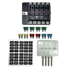 10 Circuit 12V Ring Terminal Fuse Box Distribution Block Auto Hot Rod Race Car
