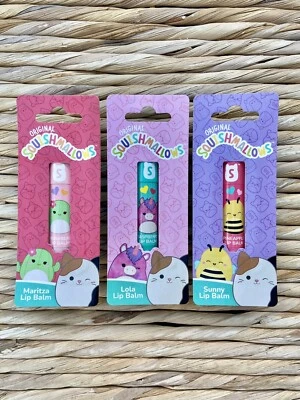 JAZWARES Squishmallows Lip Balm Set Squish Mallows LOLA SUNNY MARITZA Girls Filler Gift