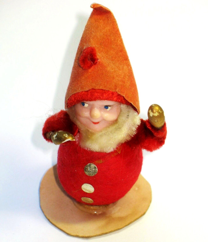 Vintage Spun Cotton Putz Pixi Elf Gnome Christmas  Tree Ornament MCM Musician