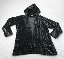 Citron Santa Monica Sweater Womens M Green Velvet velour Hoodie Hooded Cardigan