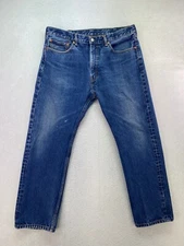 Levis 505 Mens 38x30 Dark Wash Regular Fit Straight Leg Denim Blue Jeans