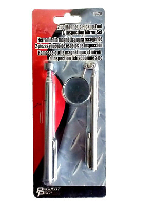 2 Piece Magnetic Pickup Tool & Inspection Mirror Set PROJECT PRO 1478