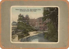 METAL SIGN - Massachusetts Postcard - Walter Baker & Co., Ltd., Ware & Pierce M