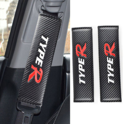 NEW TYPE R Carbon Fiber Seat Belt Shoulder Pads Cushions Cover for Civic FK7 FK8