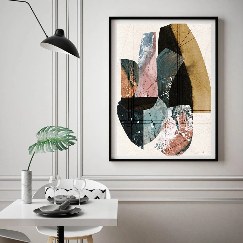 Abstract Framed Print , Modern Wall Art , Peach and Pink Wall Decor , Large Size - Image 3 of 4