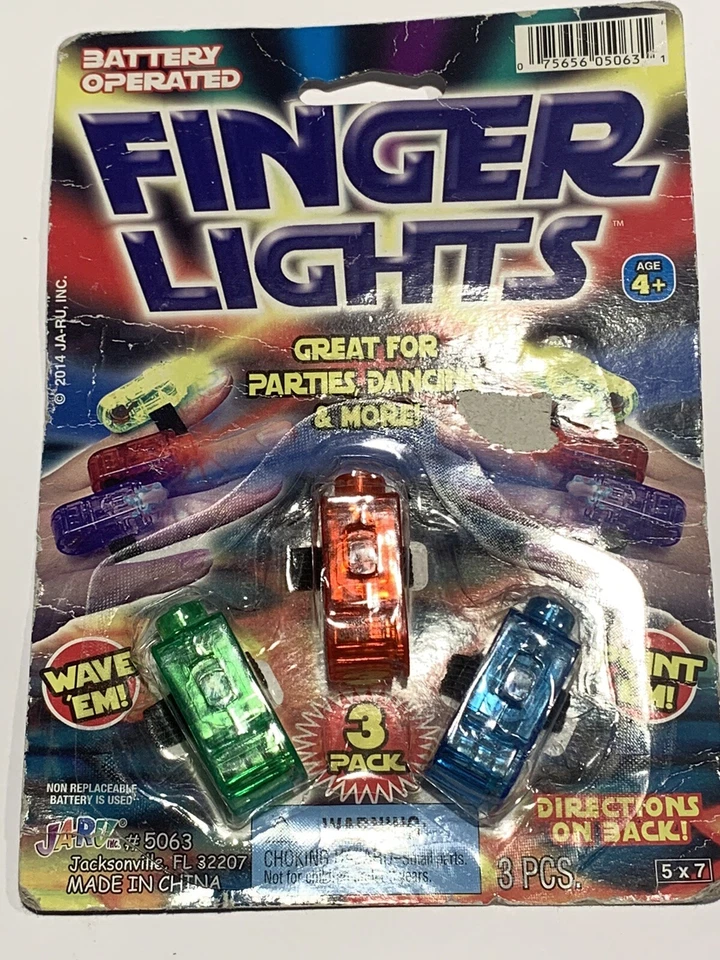 3 luces de dedo a batería para fiestas, baile, linternas de juguete favor de fiesta Foto 2 de 3