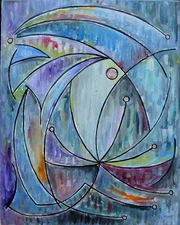 RAINY DAY DREAM AWAY abstract wow NEW 16x20 oil Painting original signed Crowell