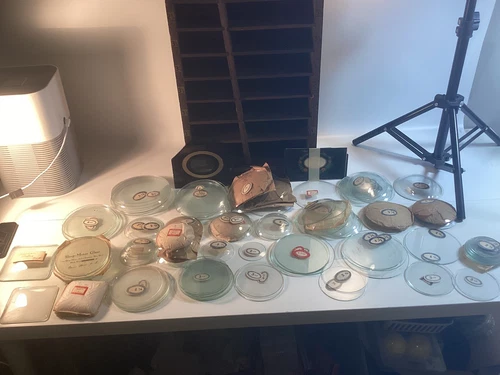 VTG Mixed Lot Clock Glass Crystals 180 Pieces With Storage Cabinet-Clock Repair