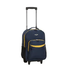 Rolling Backpack Wheels School Travel Wheeled Retractable Carry-on Handle NAVY