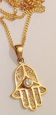 collier chaine pendentif rétro plaqué or poinçon main filigrane cz diamant 455