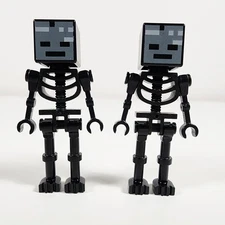 Lego Minecraft Wither Skeleton Minifigure Lot of 2 min025 21154 21139 21126