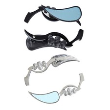 2x ATVs Motorcycle Skull Chrome Rearview Side Mirrors Handlebar Reflector Mirror