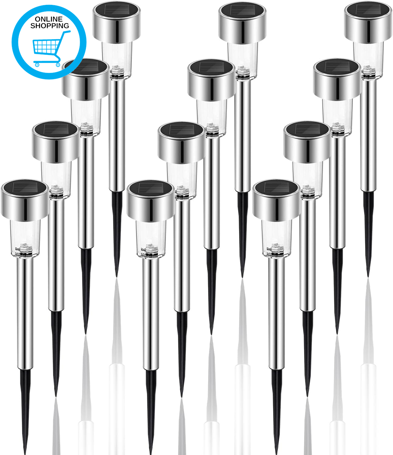 Solar Lights Outdoor Garden, Solar Powered Stake Lights 12 Pack | Pathway Light